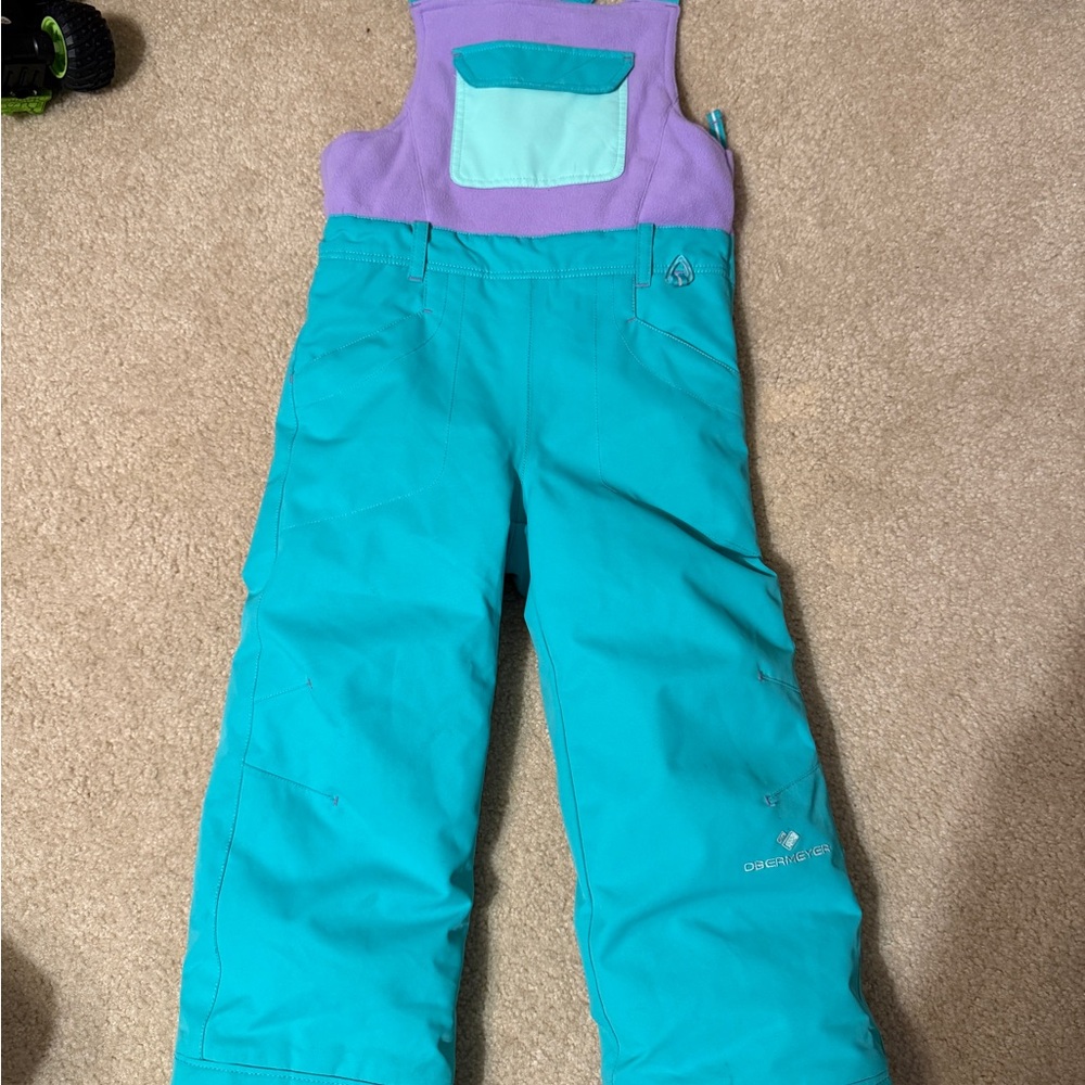 Obermeyer Teal and Lavender Snow Bib